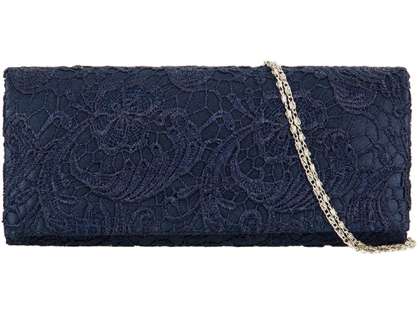 Accessorize-me Lace Overlay Evening Clutch Bag Handbag Wedding Races Prom 12 Colour's 09222 (Navy Blue)