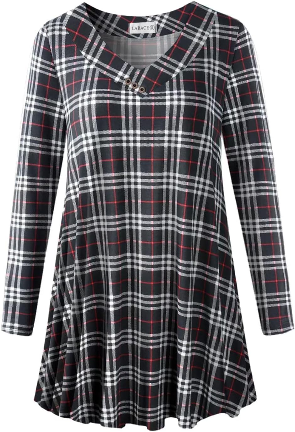 LARACE Women Plus Size Tunic Tops Long Sleeve V Neck Blouse Loose Swing Basic Flowy T Shirt for Leggings