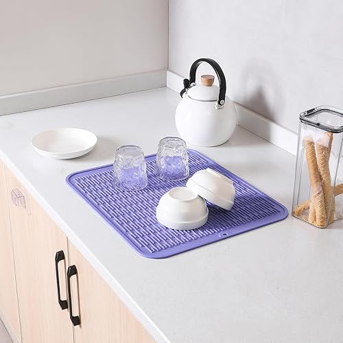 Miniatura 335 de Tapete de silicona para secado de platos para múltiples usos, fácil de limpiar, ecológico, resistente al calor, tapete de silicona para encimera