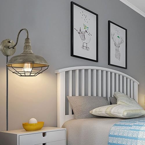 Miniatura 5 de HOLKIRT Aplique de pared con cable de enchufe e interruptor de apagado, apliques de pared retro de cuello de cisne para mesita de noche de dormitorio