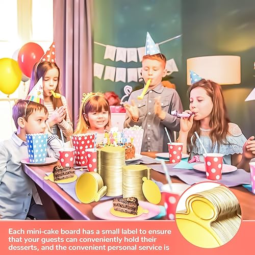 Vista 28 de MotBach 200 piezas de cartón dorado redondo, mini tableros redondos de 3.5 pulgadas, base de pastel de mousse, tablero de papel para pastel, cartón