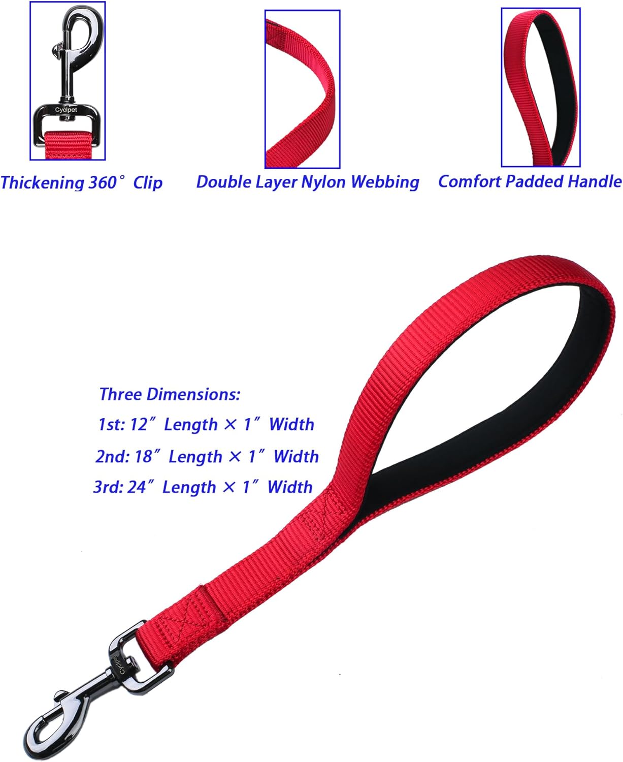 Nylon 12 Inches Dog Short Leash with Anti-Escape Martingale Dog Collar (with Buckle) Combo-Large Breed Dogs Daily Use Helper (Chili Pepper, 12" Leash and Martingale Collar Combo)