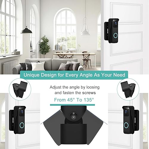 Miniatura 3 de Blink Doorbell - Montaje en ángulo de gran angular ajustable para timbre de video Blink cámara, hogar, oficina, apartamento, puerta (ángel-negro)