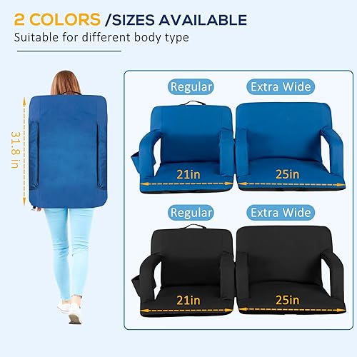 Miniatura 3 de Asiento de estadio plegable para gradas con soporte de espalda, sillas de grada con respaldo acolchado y reposabrazos ajustables, 6 posiciones