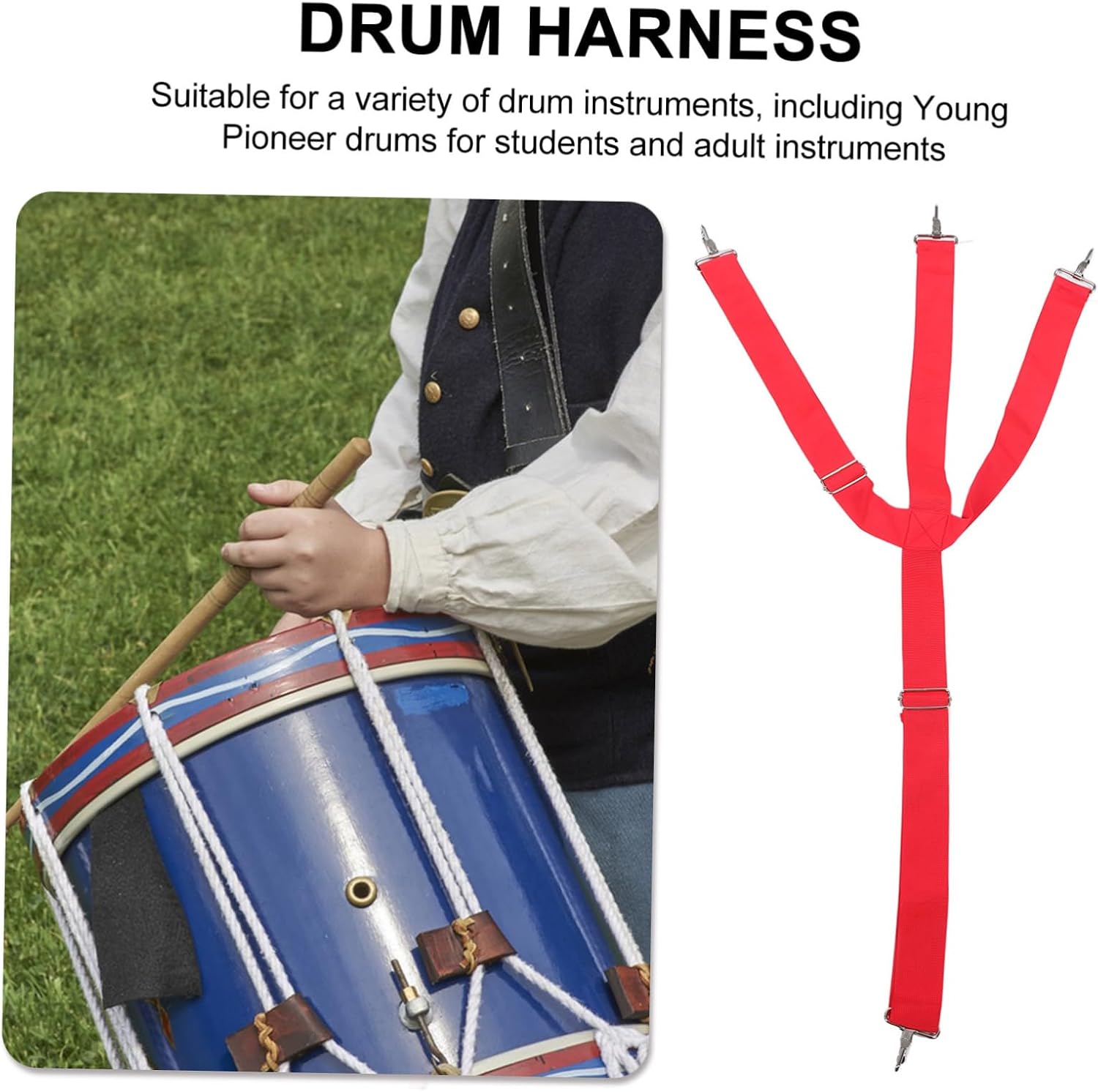 Toddmomy Adjustable Snare Drum Strap 5CM Wide Marching Drum Sling for Students and Adults Accessories