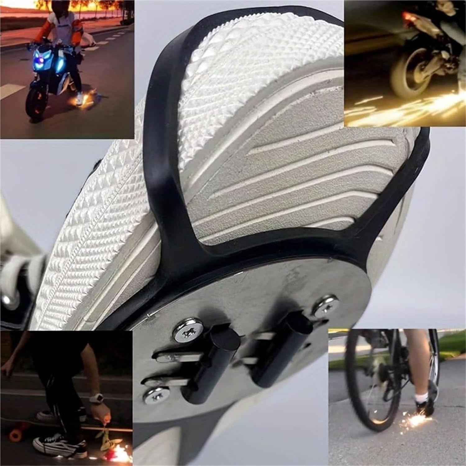 Skateboard Accessories, Sparking Flint Pad Shoe Cover, Bicycle Friction Spark Tool Pad, Friction Spark Tool, Bicycle Flint Pads, Foot Brake Sparking Foot Pressure Slider Riding Shoe Covers.