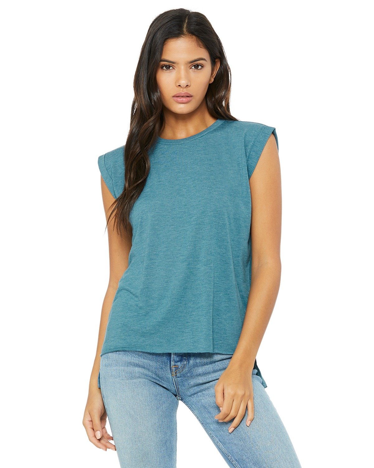 Bella Canvas Womens Flowy Muscle Tee With Rolled Cuff Desertcart