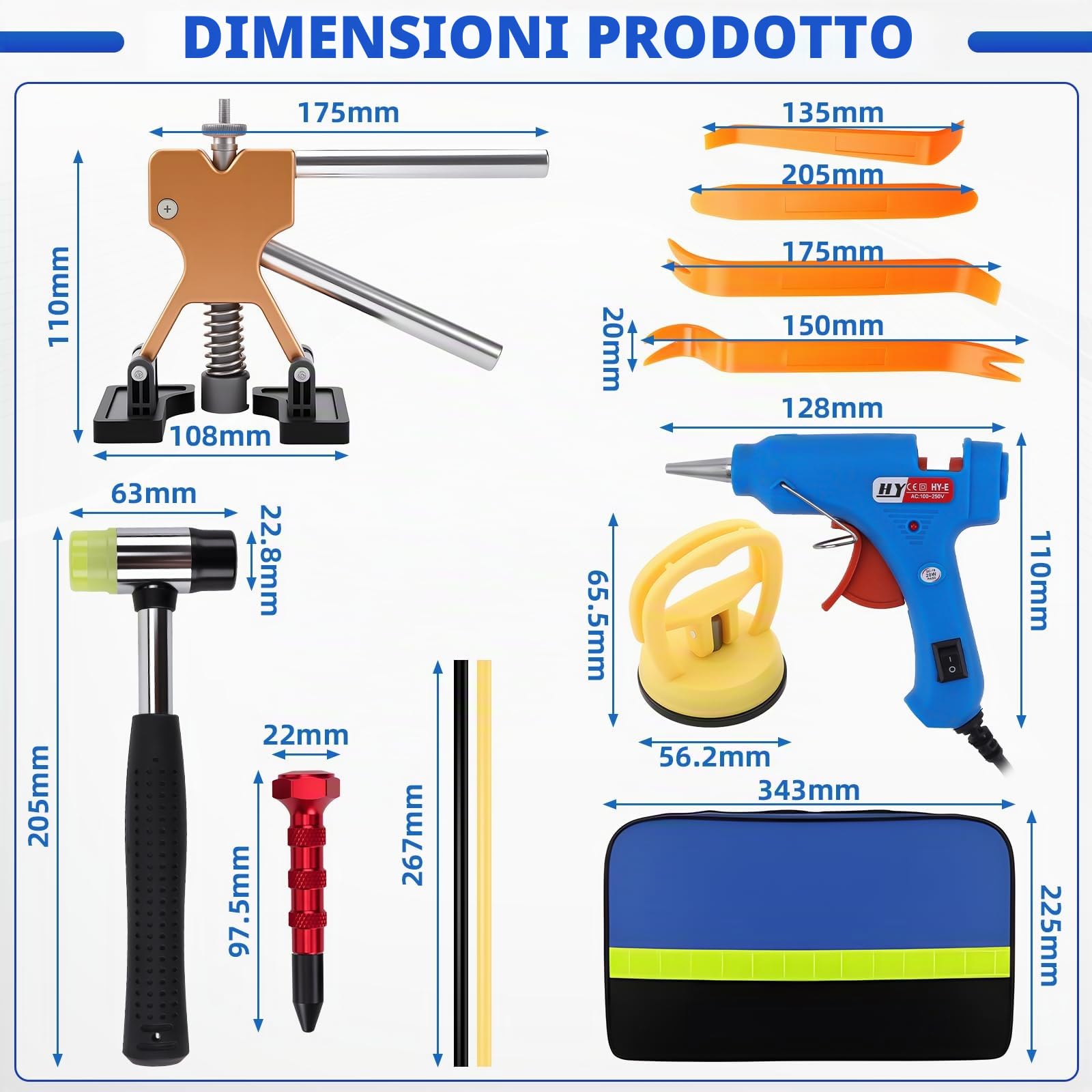 KAOLALI Tirabolli per Carrozzeria, Kit di 70 Estrattore per Ammaccature Senza Vernice, Ventosa per Carrozzeria Auto per Rimozione Ammaccature, per Ammaccature su Veicoli/Portier