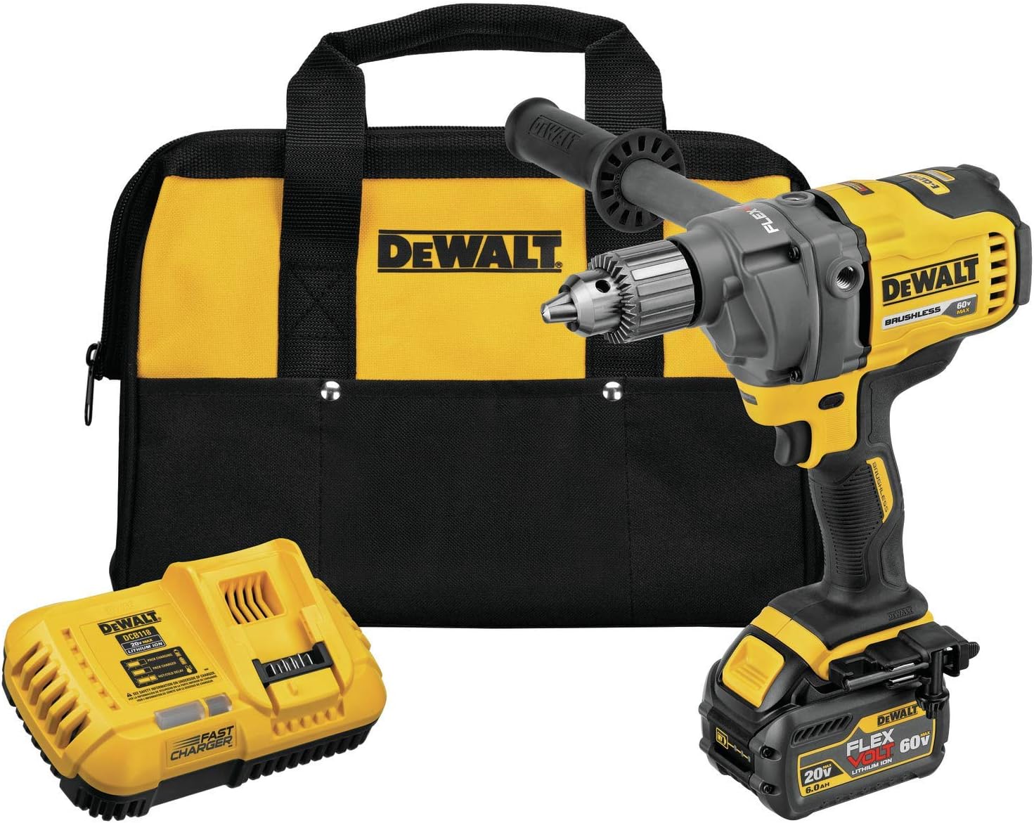 DEWALT DCD130T1R 60V Max Cordless Mixer Drill w/Battery 2.0Ah Charger & Bag (Renewed)
