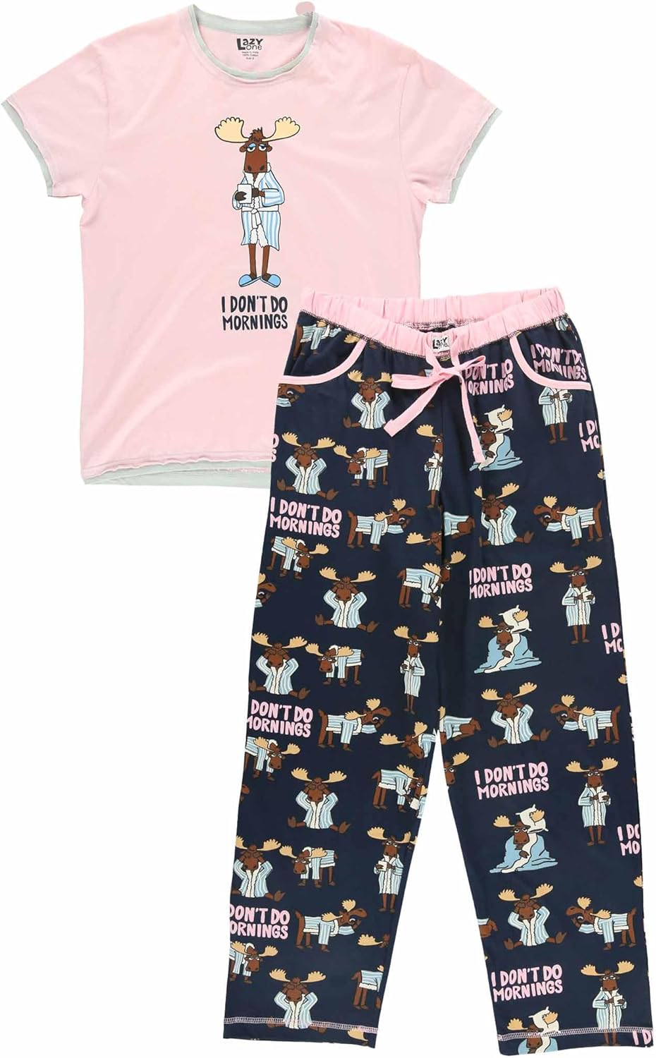 Lazy One Women's Pajama Set, Short Sleeves with Cute Prints, Relaxed Fit, Bear and Moose Prints - Image 4