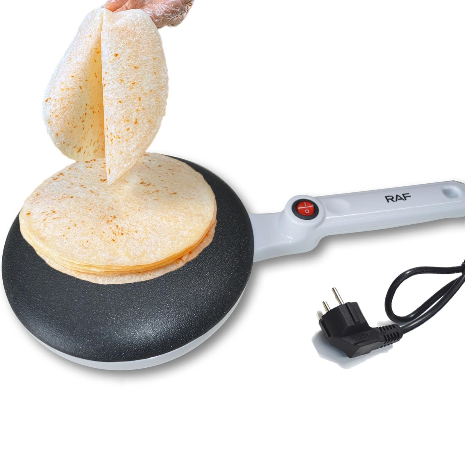 Crepiera Elettrica con Manico:Crepiera650 W,Regolazione Automatica Della Temperatura,Crepiera Cordless Antiaderente per Crêpe Finissime,Revestimiento Antiadherente de Teflón (Rosso)