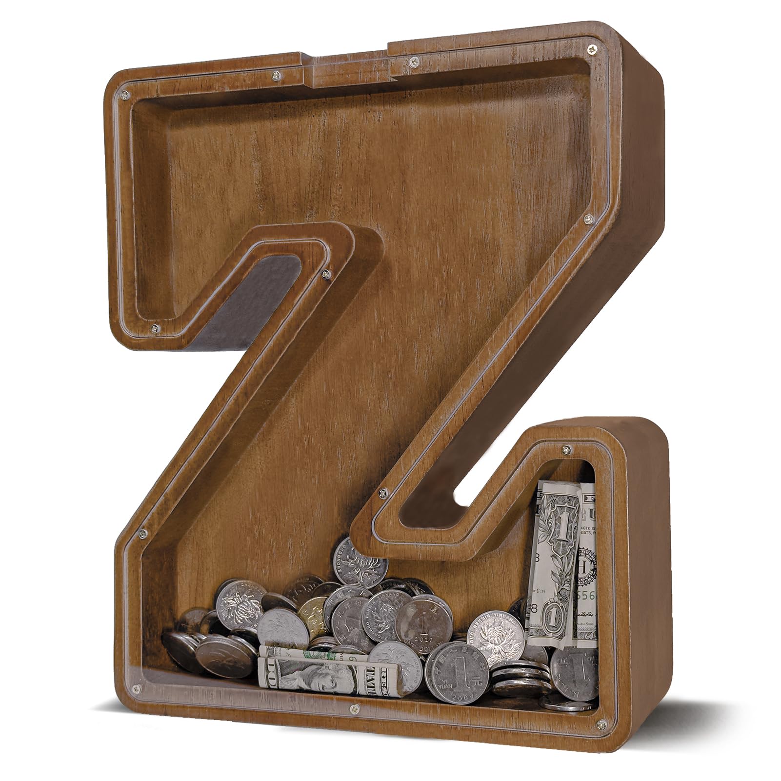 JOOMLAFLY Wooden Letter Piggy Bank for Kids Larger Letter Piggy Bank for Boys and Girls Personalized Piggy Bank Initial Coin Bank Wood Kids Money Bank for Birthday and Festival
