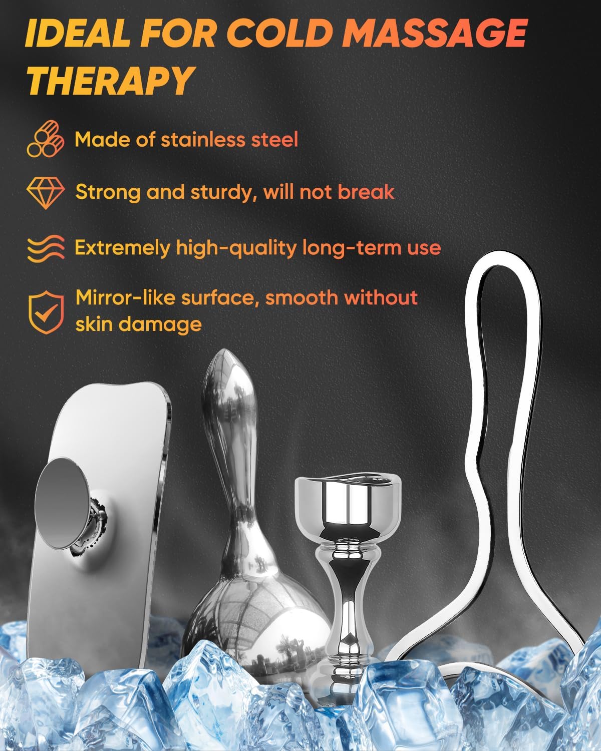 ONUEMP Stainless Steel Therapy Massage Tools, Gua Sha Scraping Body & Face Massager, Maderoterapia Kit Colombiana for Ice Body Sculpting, Lymphatic Drainage, Cellulite Remover, Relieve Sore Muscle - Image 4