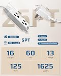 DEWENWILS 3 Cordon d'extension avec prise plate, 25 FT 16/3 Câble d'alimentation au sol Awg pour usage intérieur, Noël, SPT-3 Cord, blanc, ETL Inscrit, paquet de 1