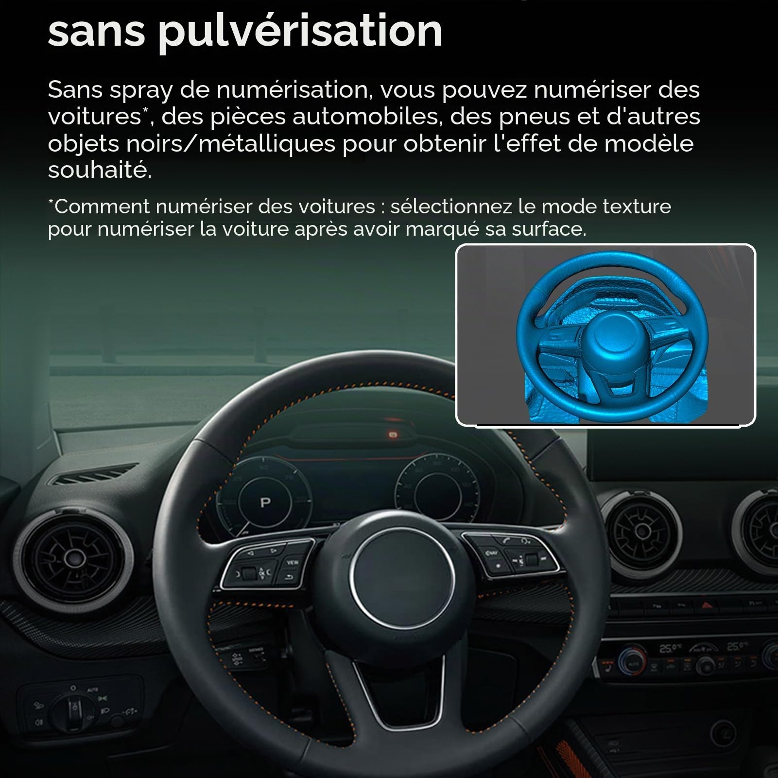 Scanner 3D Portable, Précision de 0,1 Mm Anti-shake en Couleur, Scanner 3D de Bureau avec Trépied, pour Pièces Automobiles, Impression 3D, Utilisation en Extérieur