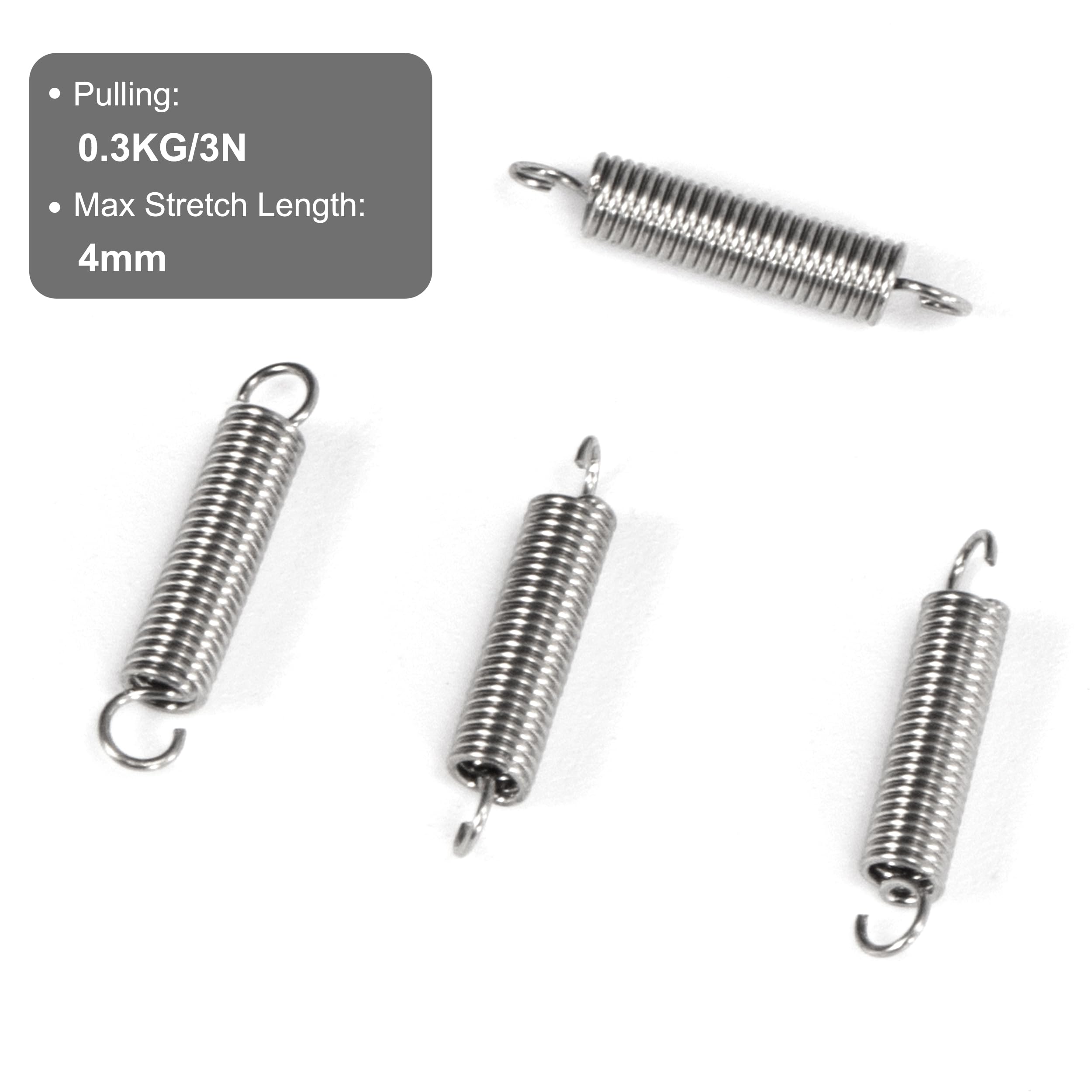GUNGY Ressort De Traction 50mm Ressorts De Tension Avec Crochets Ressorts En Acier Inoxydable Diamètre Du Fil 1,2mm Diamètre Extérieur 10mm Force 3,16KG 4 Pièces