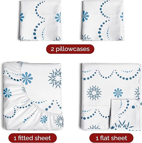 Miniatura 9 de CGK Unlimited Sábanas de Navidad tamaño Queen, juego de sábanas de Navidad de 4 piezas con bolsillo profundo, suaves y sin arrugas, ropa de cama de