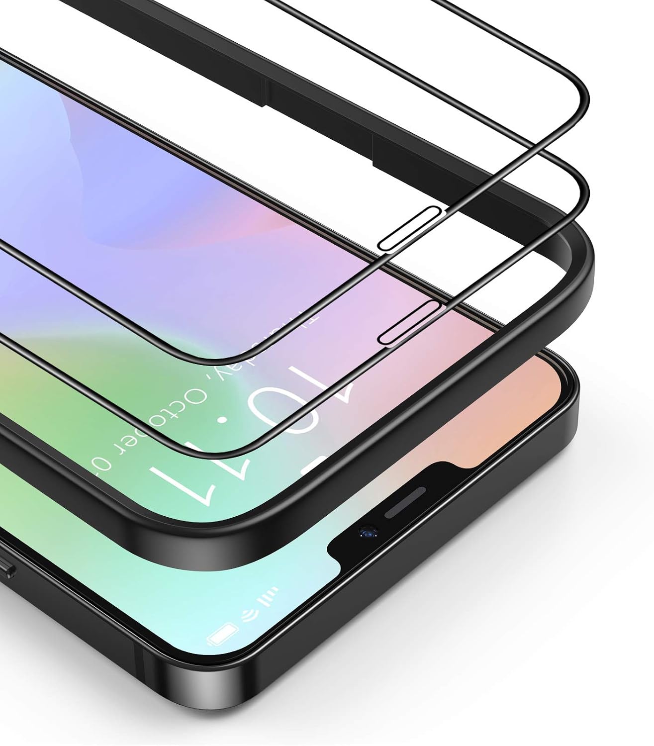 BANNIO (2 Packs) Screen Protector Compatible with iPhone 12/iPhone 12 Pro,(Edge to Edge 3D Coverage) Tempered Glass Screen Protector Compatible with iPhone 12/12 Pro 6.1″,(Guidance Frame Include),Full Screen Protection film, Black