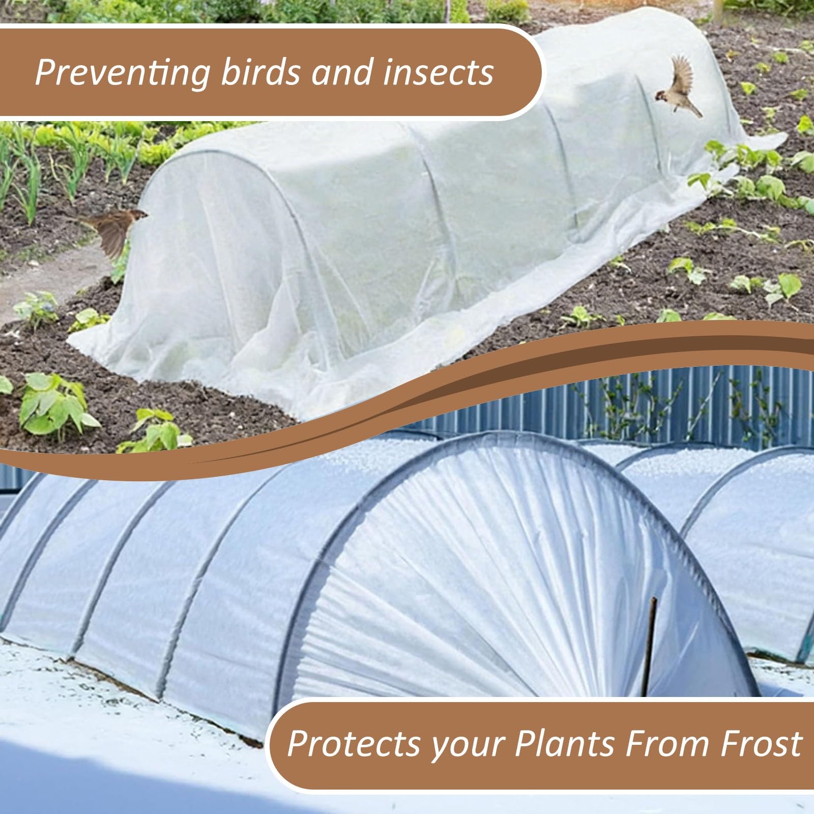 Tessuto Non Tessuto Invernale per Piante, Telo Protettivo per Piante da Giardino, Copri Piante Inverno, per Proteggere dal Freddo e Mantenere l'umidità in Inverno(8.2x32.8ft(2.5x10m))
