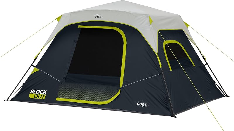 Blackout Instant Cabin Tent | Large Family Pop Up Dark Room Tent with Easy Camp Setup | Included Storage Pockets for Outdoor Camping Accessories
