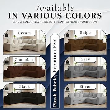 Anglo 2C2 Corner Sofa – Jumbo Cord Sectional Couch with 9 Scatter Back Cushions, Fixed Seat & Washable Covers – Modern L-Shaped Sofa for Living Room