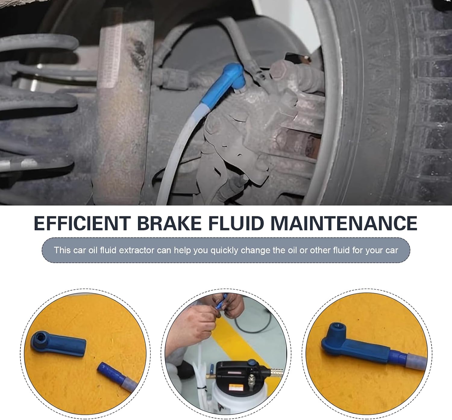 WZP 3.93 Ft Brake Fluid Bleeder Hose, Auto Brake Oil Fluid Extractor Tool with Adapter, Universal Repair Replacement Tube for Car Motorcycle