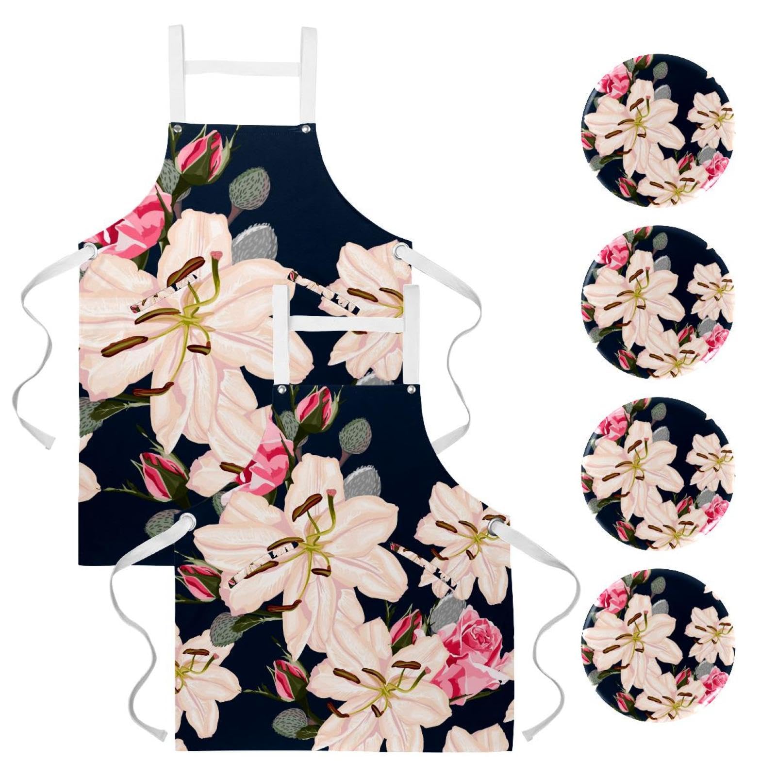 Lot de 2 tabliers de cuisine One Large imprimé fleurs multicolores