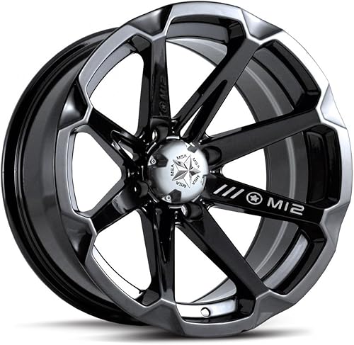 Miniatura 2 de Paquete - 9 artículos MSA Black Diesel 14" UTV Wheels 27" Mud Lite XL Neumáticos 4x110 Patrón de pernos 12mmx1.25 Kit de lengüetas