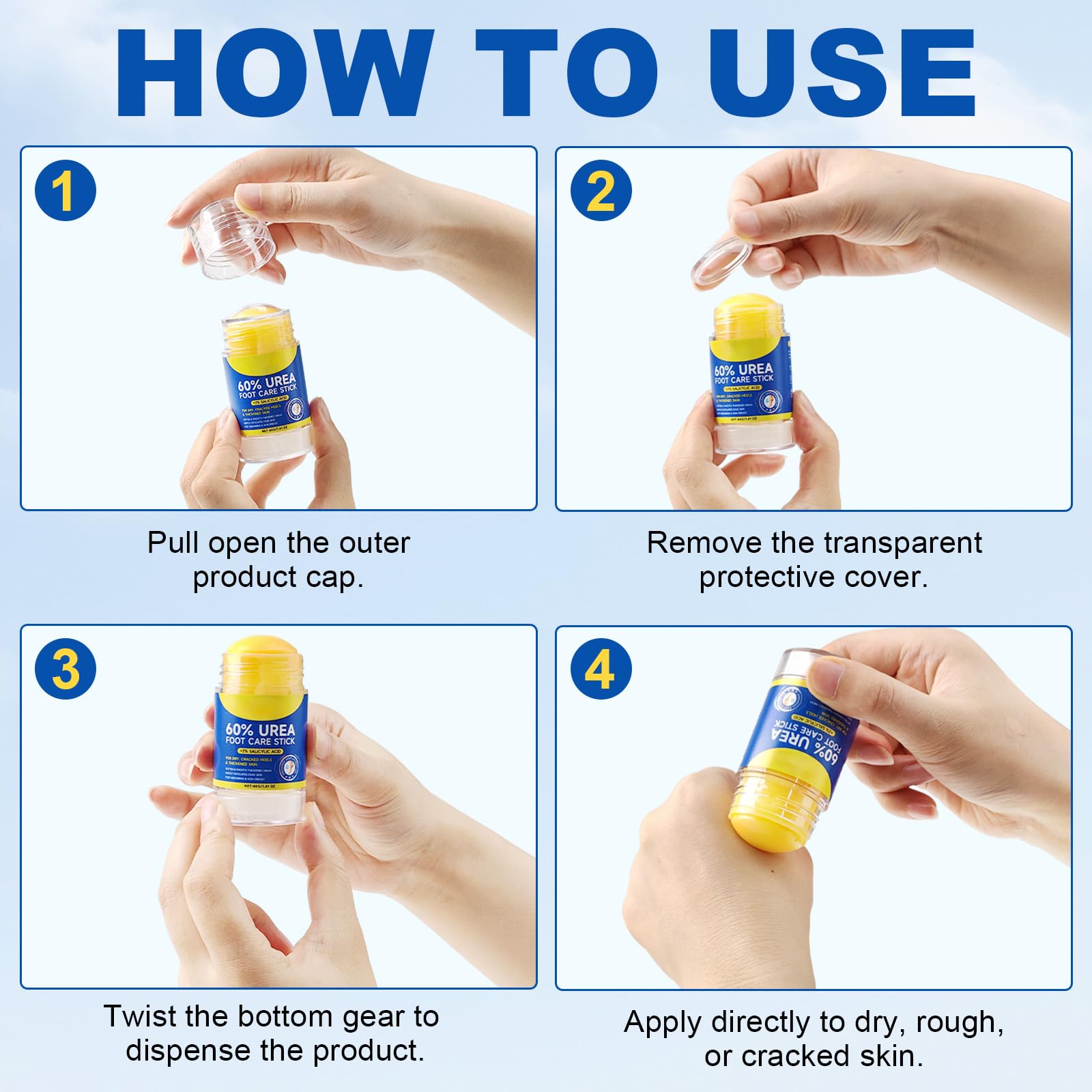 60% Urea Cream Stick with Salicylic Acid 2%, Urea Hydrating Foot Cream, Severe Cracked Heel Repair Restoring Balm, Foot Lotion Repairs and Hydrates Dry and Feet and Hand