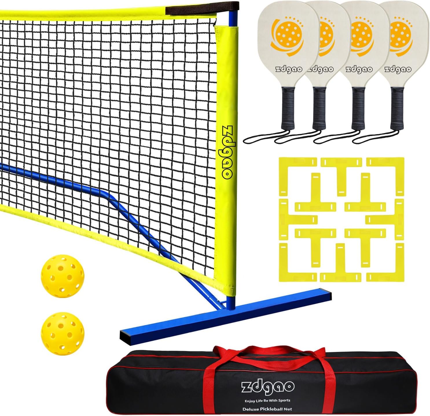 Pickleball Net for Driveway with Court Line Markers Kit
