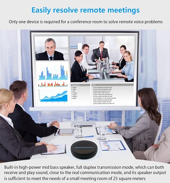 2.4G Conference Room Microphone and Speaker with Wireless Adapter,Intelligent Noise Reduction,Long Standby Time,Easy to Carry,Compatible with Various System Platform Software