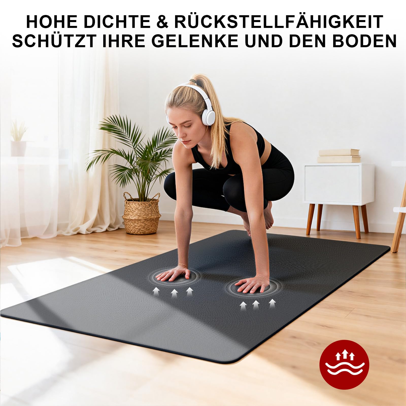 THAILE Yogamatte XXL - 183x91CM 6MM Dicke Rutschfeste TPE Gymnastikmatte, Doppelseitige Textur, Extra Breite Sportmatte & Fitnessmatte, Umweltfreundlich, Pilates, Studio & Heimtraining, Schwarz