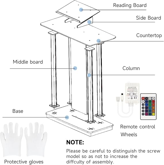 Customized Church Pulpit for Churches Text and Logo, Acrylic Podium with Led Lights, Transparent Podium with Wheels& Spacious Reading Platform, Clear Lectern for Speech