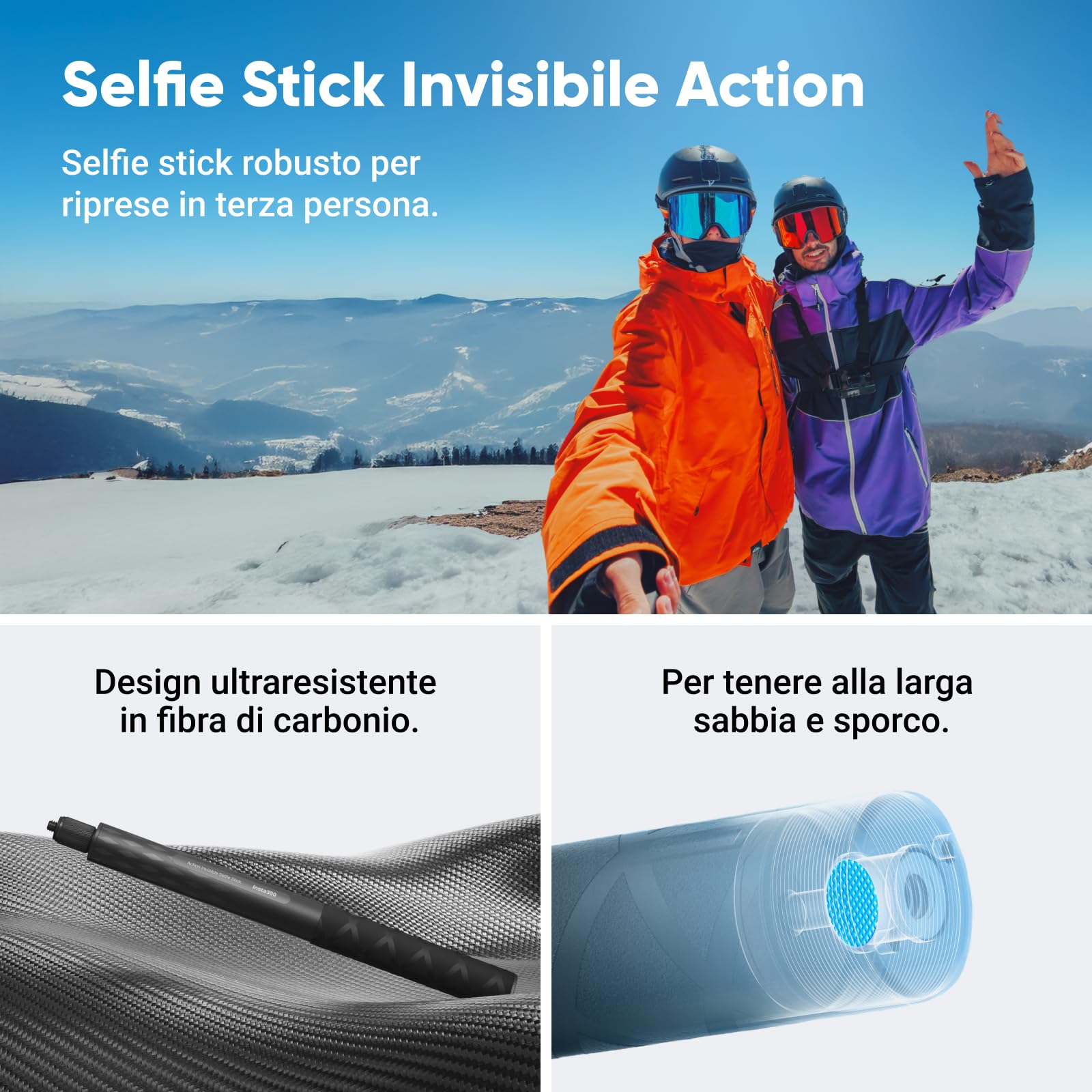 Insta360 Ace Pro 2 Pack Sci - Action Cam Impermeabile in 8K co-ingegnerizzata con Leica, sensore 1/1.3", doppio chip IA, superba in bassa luce, audio superiore.