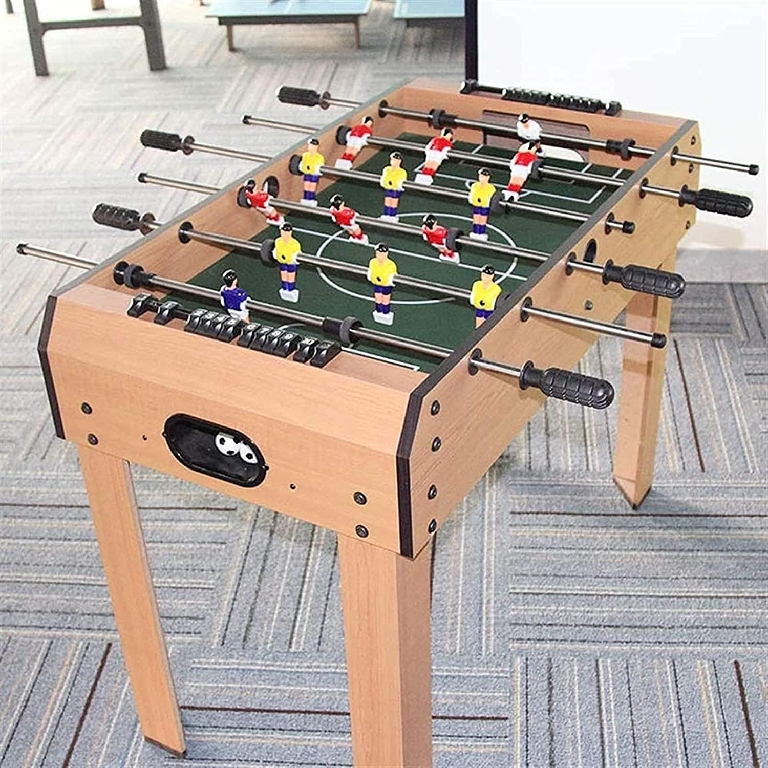 48" Foosball Table Indoor Soccer Wood Game Table w/ 2 Balls Competition Sized Multi Person Table Soccer for Adults Home Game Room Ideal Gift
