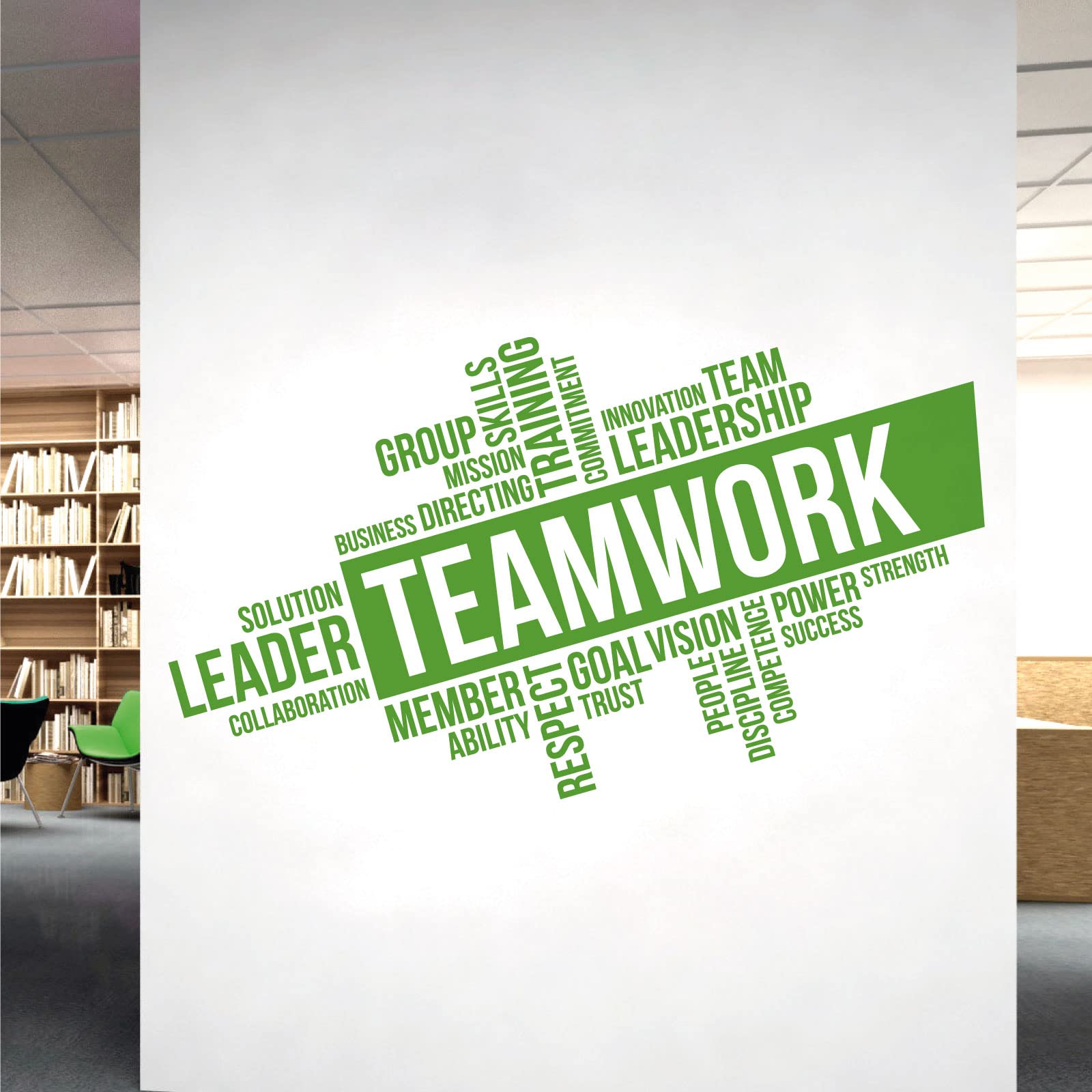 Corporate Wall Art Sticker - Teamwork, Leadership, Training, Skills Goal, Respect... - Company Office, Conference Room [XXLarge] [Grass]
