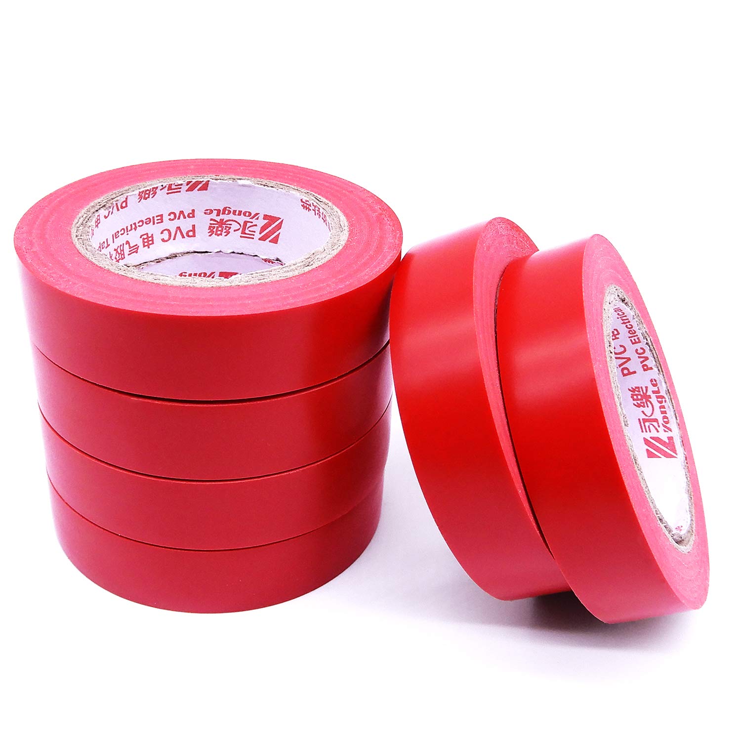 Maveek 10 Rolls PVC Electrical Insulation Tapes, Waterproof Red Tapes, Rated up to 600 Volts and 176 °F, 15mmx15m(0.6" x 49.2ft)
