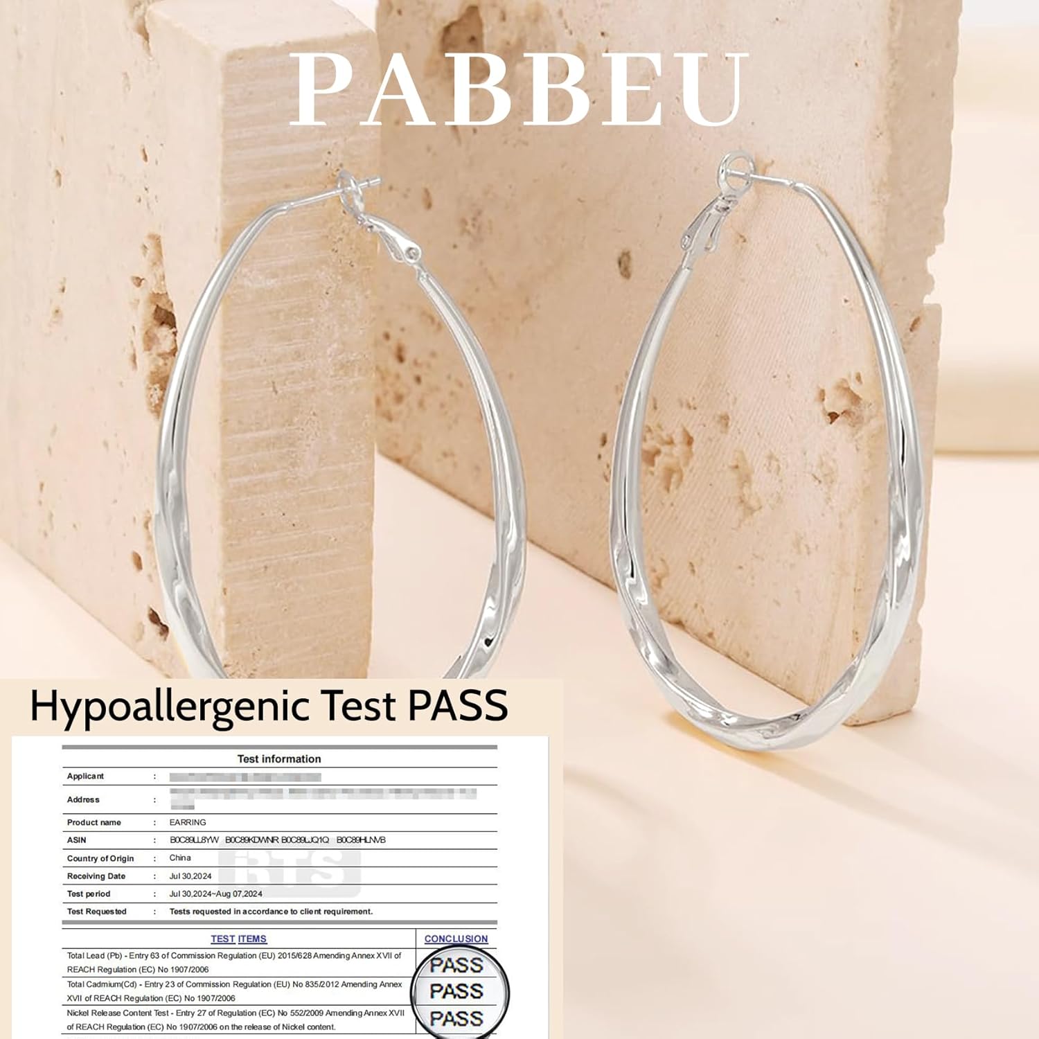 PABBEU Silver Hoop Earrings for Women Oval Hypoallergenic 925 Sterling Silver Hoop Earrings Lightwieght Large Hoops Earring for Women Trendy - Image 4