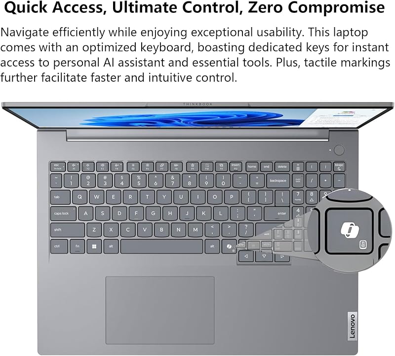 Lenovo ThinkBook 16 Gen 8 Business Laptop, 16" WUXGA IPS Display, Intel Core Ultra 7 255H, 16GB DDR5 RAM, 512GB PCIe SSD, Fingerprint Reader, Copilot AI PC Office 365 for Web, Arctic Grey Windows 11 P image 5