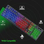 CHONCHOW Gaming LED Backlit Keyboard and Mouse Combo with Emitting Character Adjustable LED Backlight 3200 DPI USB Mouse Multimedia Keys Mechanical Feel for PC Resberry Pi Mac Ps5 (Black)