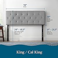 Vista 29 de LUCID - Cabecera tapizada de altura media, capitoné de diamantes, acolchado poliéster, altura ajustable 34 a 46 in, fácil montaje compatible