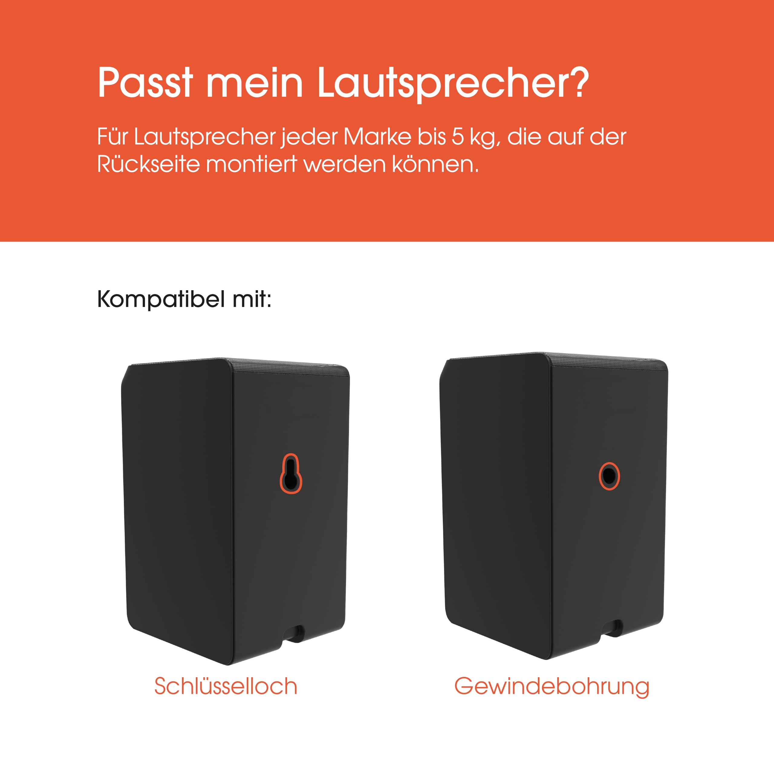 Vogel's VLB 500 Lautsprecher Boxen Wandhalterung Set | schwenkbar und neigbar | vormontiert | max. 5 kg | Umweltfreundliche Verpackung | Schwarz (2X)