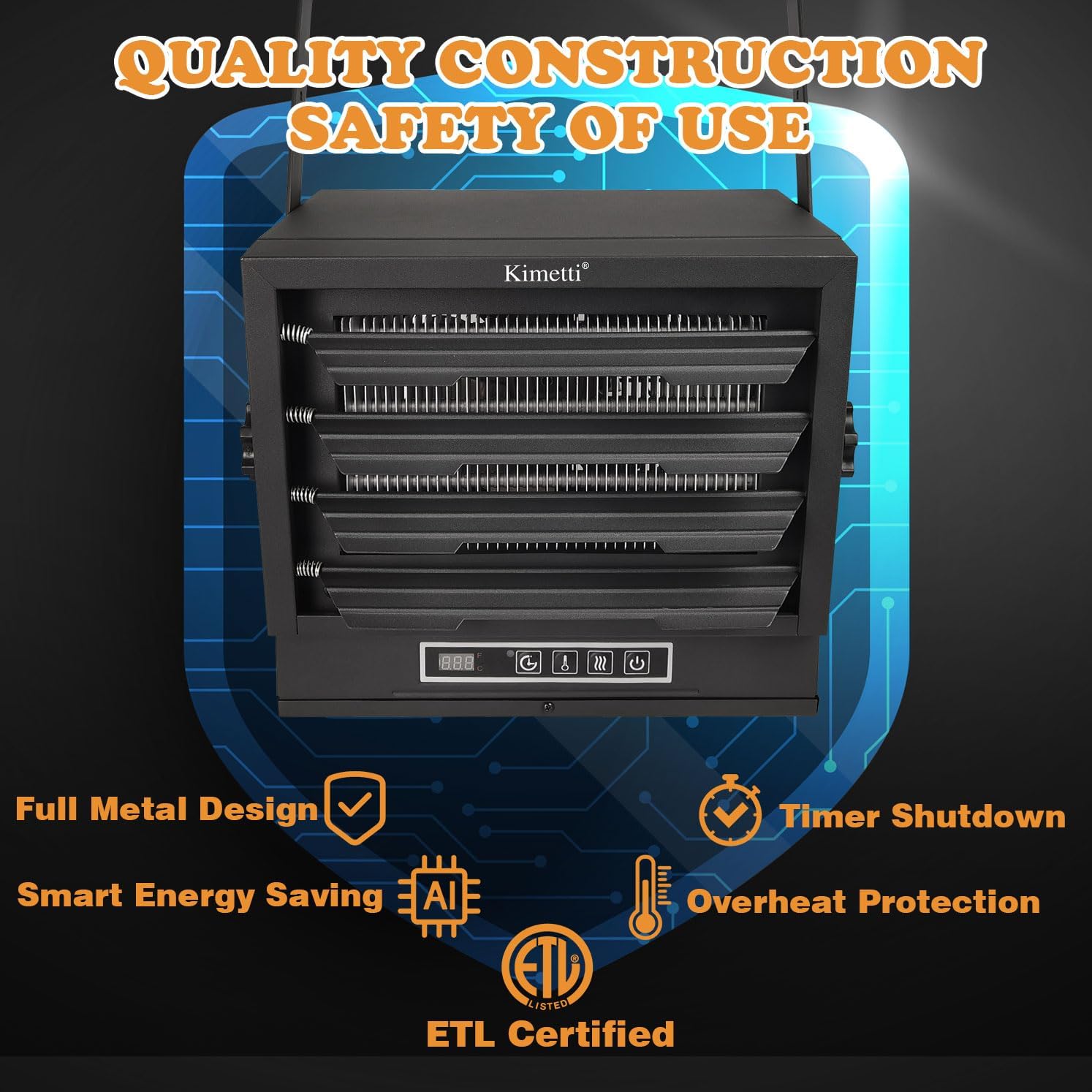 Electric Garage Heater 7500-Watt, 240V Hardwired Shop Heater with Full-Function Remote, Fan-Forced Garage Heaters for Indoor Use, Ceiling Mount heater with 8-Hour Timer for garage, Workshop