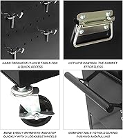 Vista 3 de Armario desmontable para herramientas rodante, 6 cajones y 2 gabinetes, organizador de caja de herramientas extraíble con 4 ruedas