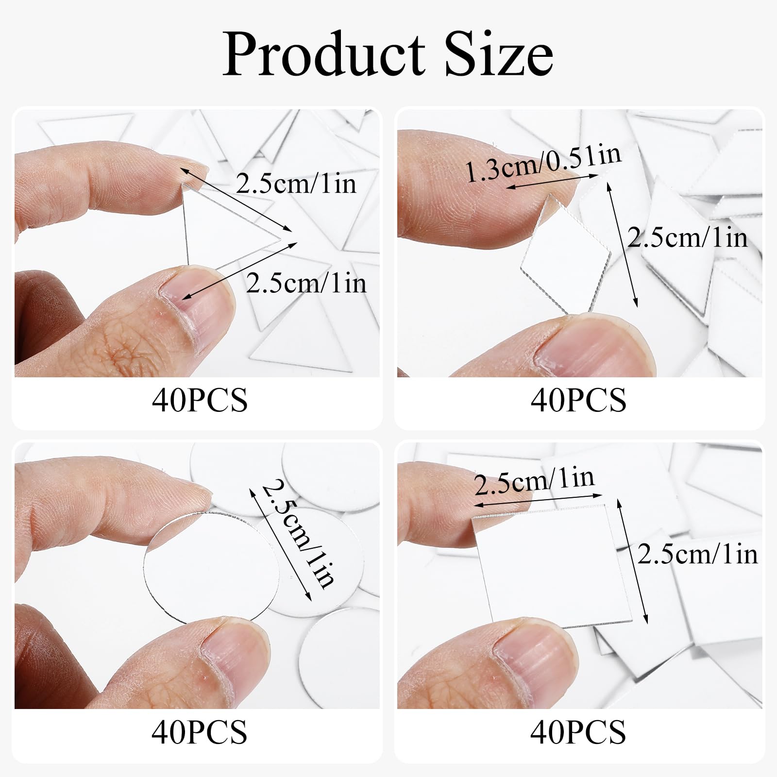 120 Stück Bastelspiegel In 4 Formen – Kleine Acryl-Spiegel Für DIY, Mosaik, Deko, Rahmen & Wandgestaltung
