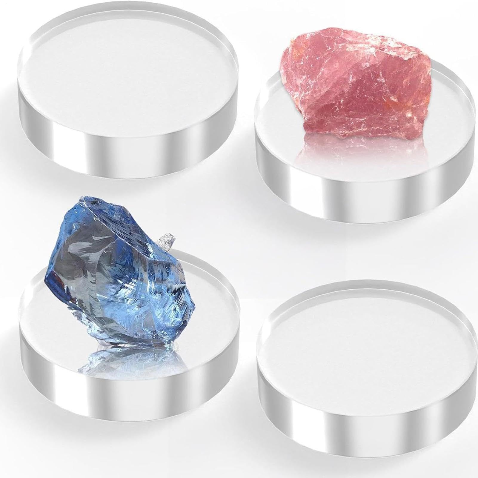 Blocs acryliques et présentoir à bijoux : lot de 4 supports transparents pour bagues