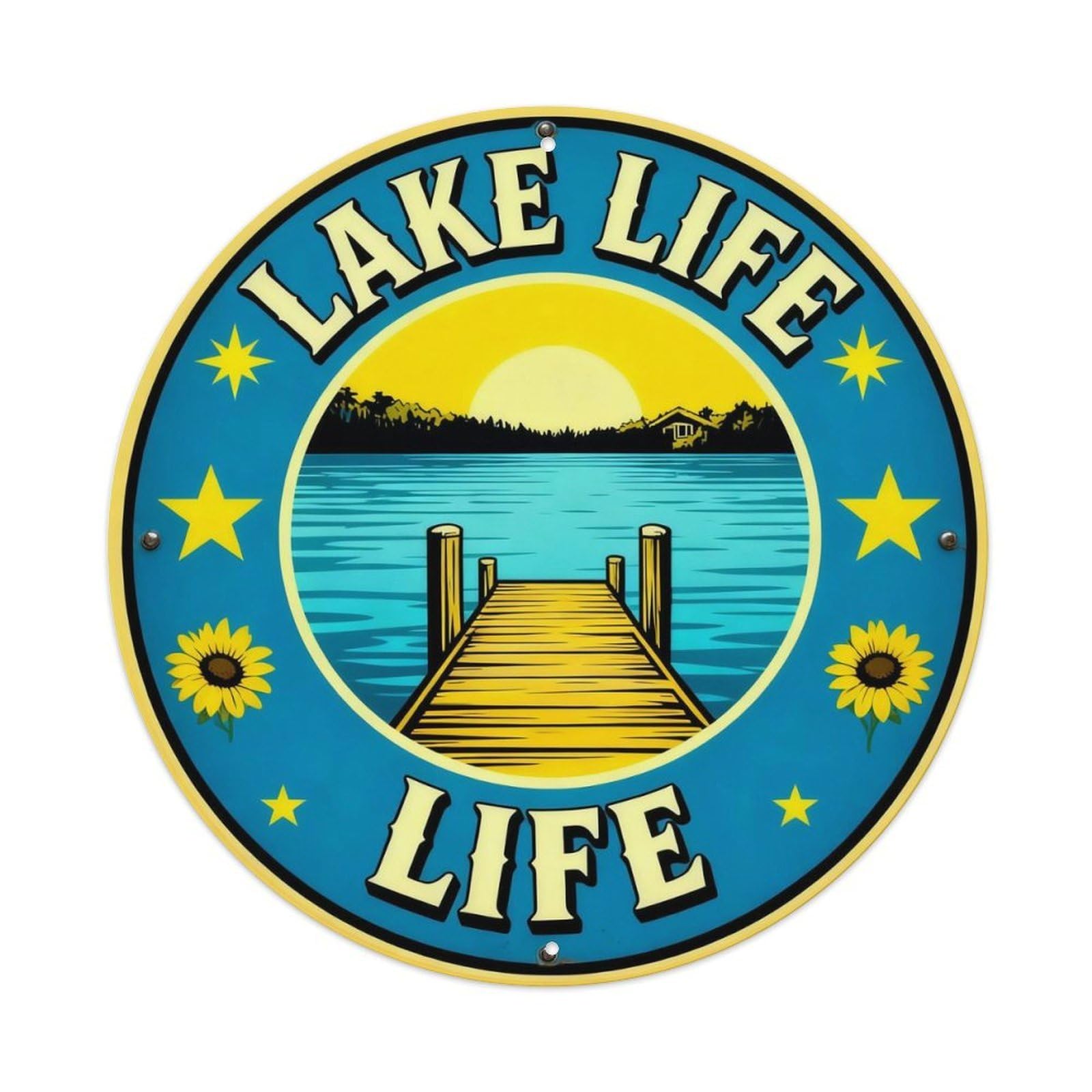 Lake Life Retro Round Metal Sign Metal Tin Sign Plaque