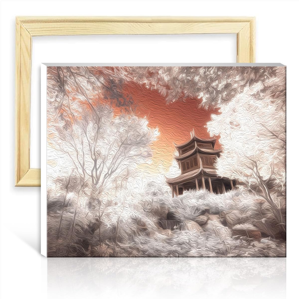 TANGFEIY on Canvas Easy to Paint Artwork Japan Asia Pagoda Travel DIY Oil Painting Paint by Number Kit Adults Number Painting Wall Art DIY Frame(30x40cm) โ image 1