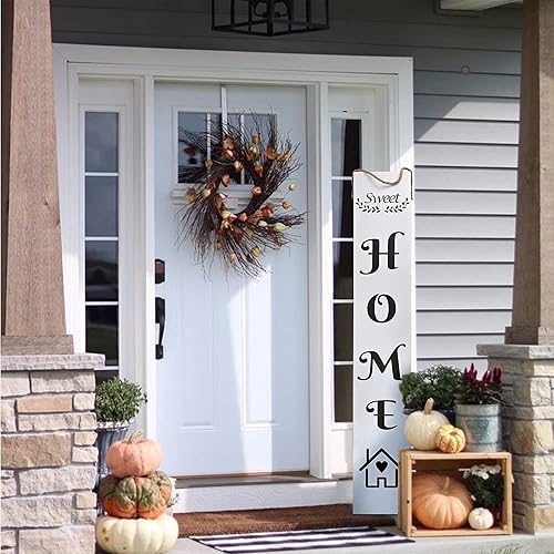 Miniatura 2 de Letrero de bienvenida intercambiable para puerta delantera, letrero de bienvenida vertical para porche delantero de pie o colgar decoración