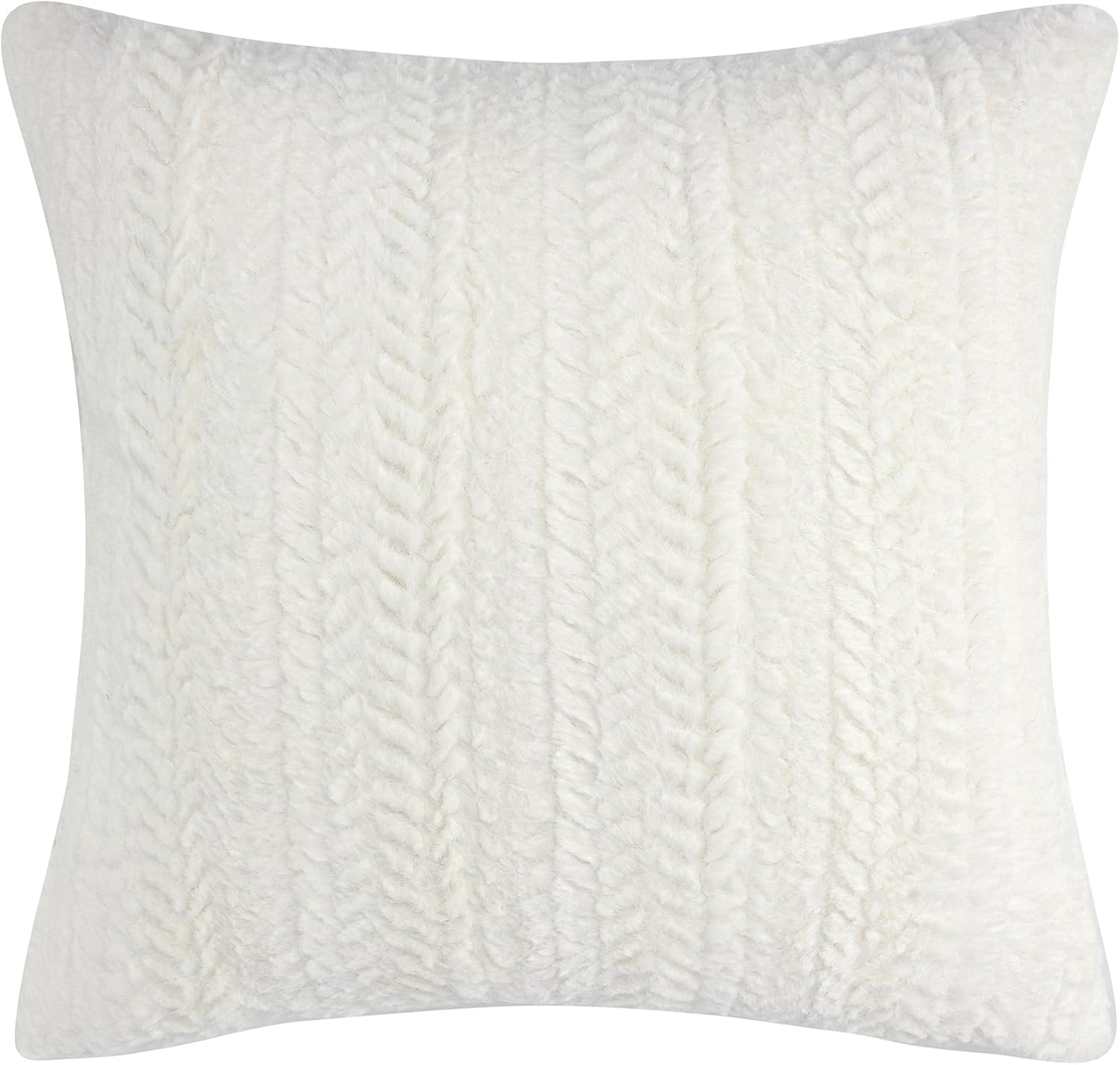 Levtex Home - Tinsel Tidings - Fur Cable Stripes - Decorative Pillow (18x18in.) - Ivory